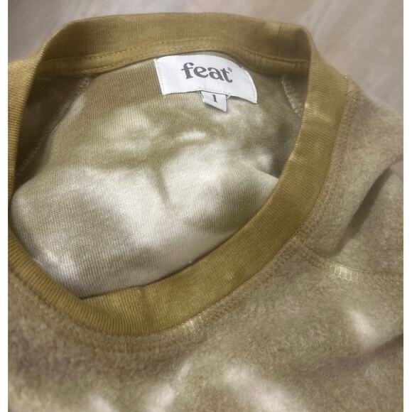 FEAT NWT Latte Tie Dye  Blanket Blend Crew Neck Sweatshirt Size Large - Picture 13 of 13